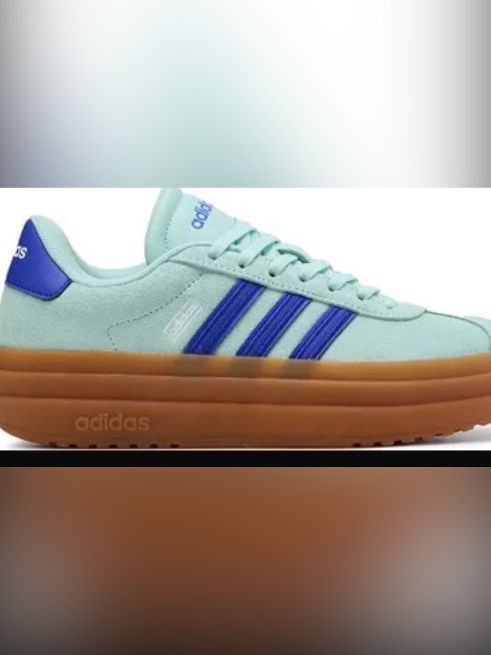 Adidas VL Court Bold Mint Green Sneakers with Blue Stripes - Picture 2 of 8